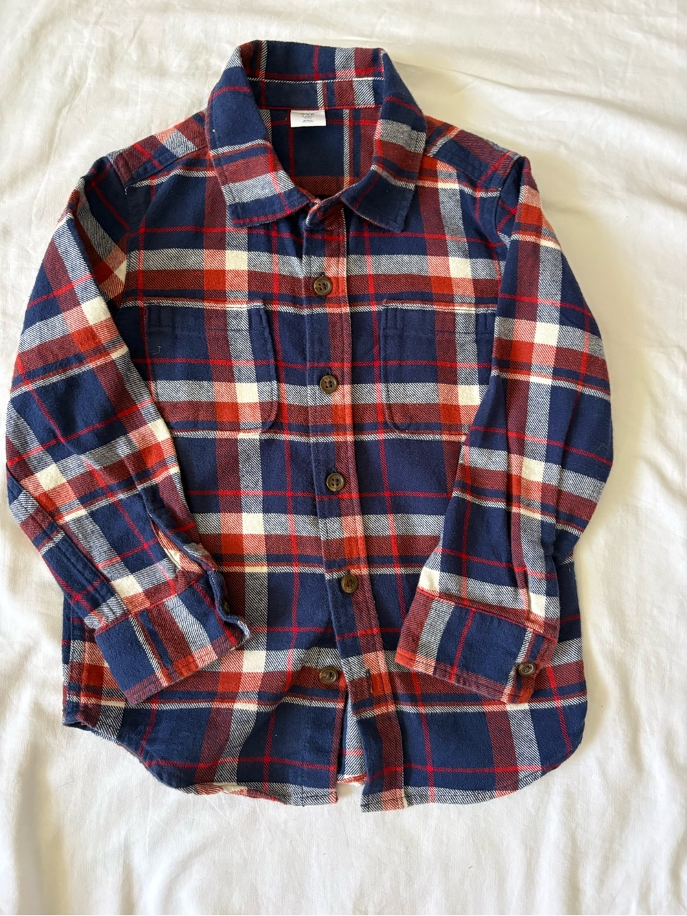 GAP Navy Red White Plaid Button-Down Shirt